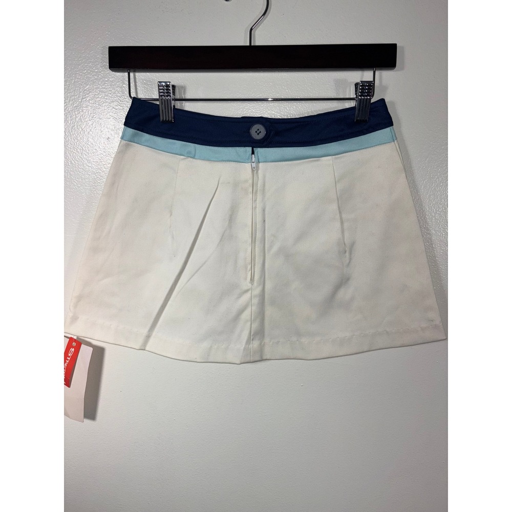 Deadstock NWT Vintage Skirt Small White Navy Blue Micromini Tennis Golf‎ 70s - Picture 5 of 8